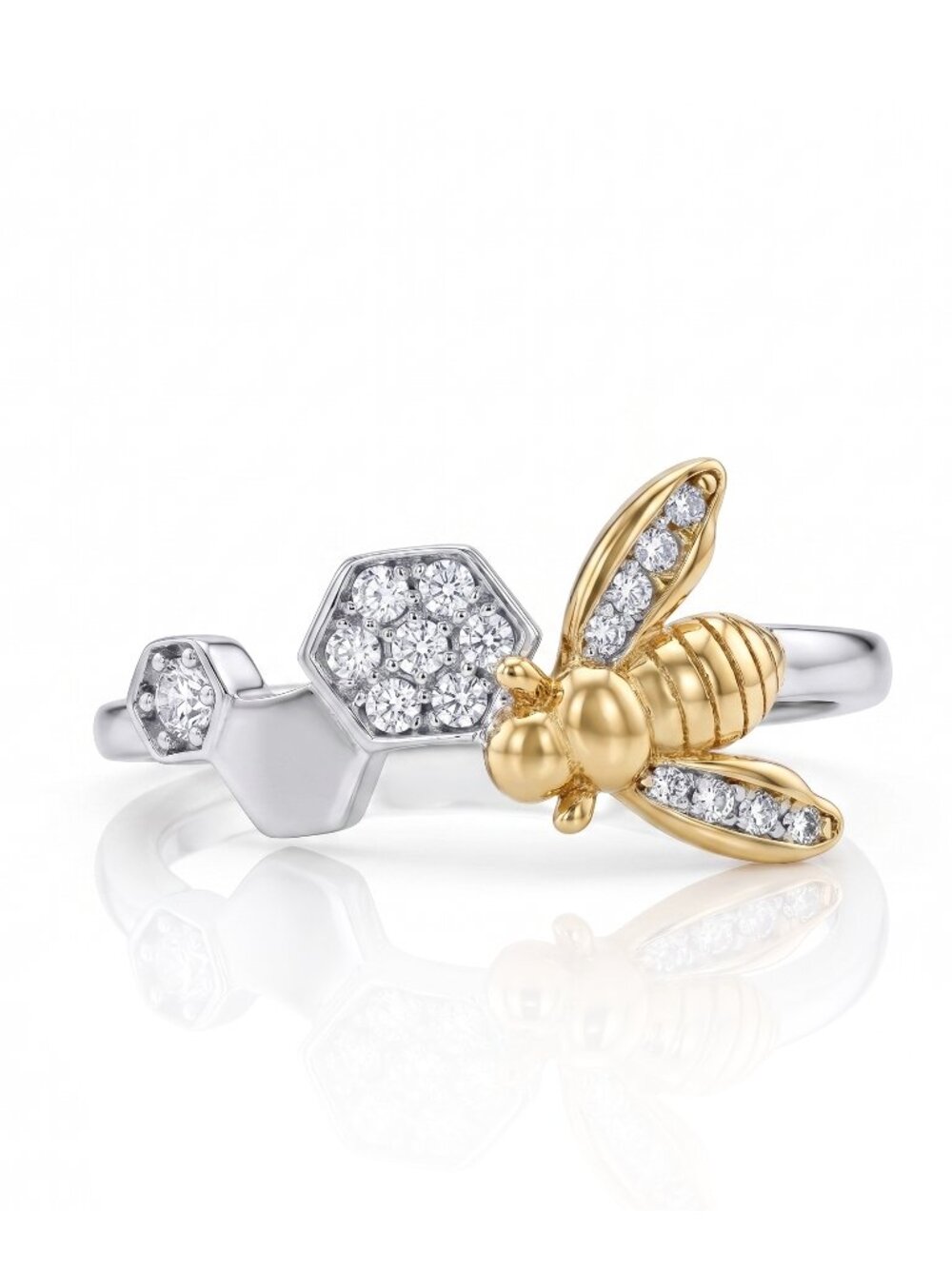 Charmed Aroma Honeycomb Bee ring, size 7, 925 Sterling Silver